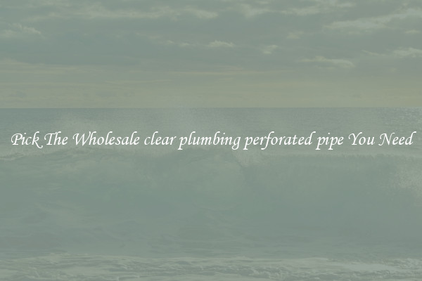 Pick The Wholesale clear plumbing perforated pipe You Need