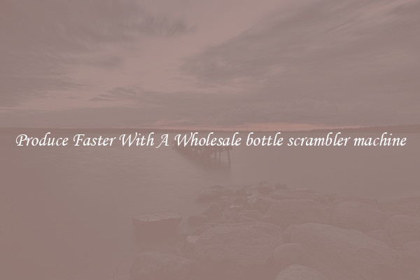 Produce Faster With A Wholesale bottle scrambler machine