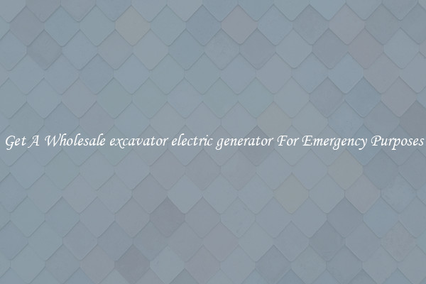 Get A Wholesale excavator electric generator For Emergency Purposes