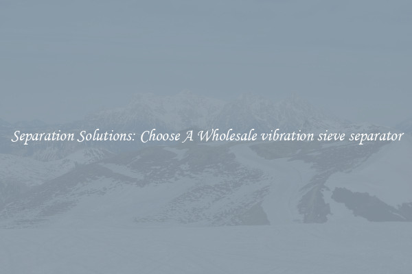 Separation Solutions: Choose A Wholesale vibration sieve separator